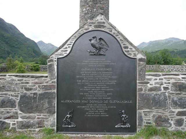 The plaque at the Glenfinnan Monument. Photo courtesy of National Trust For Scotland