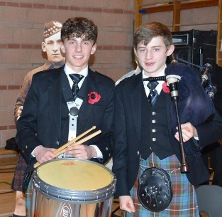 St. Margaret’s Academy, Livingston, piper Callum Davidson and drummer Reed Cameron.