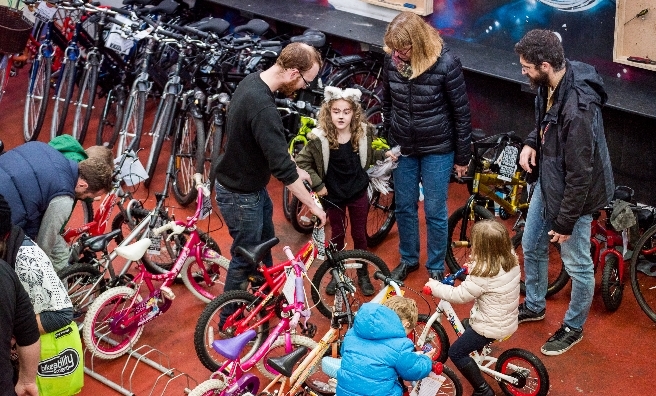 Finding the perfect bike at a bike jumble sale in Glasgow - one of the many events encouraging us all to get on our bikes! Photo by Andy Catlin