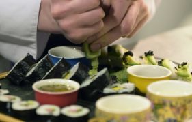 Adding the finishing touches to a mouthwatering plate of sushi at ScotHot