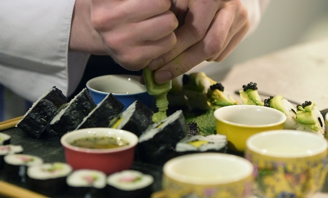 Adding the finishing touches to a mouthwatering plate of sushi at ScotHot
