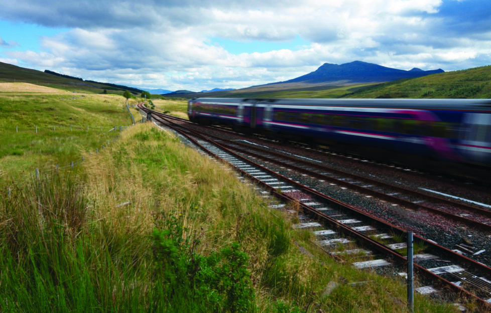 EJHW70 Train in Scottish Highlands.