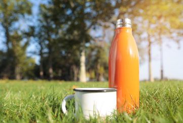 eco-friendly camping metal flask and mug