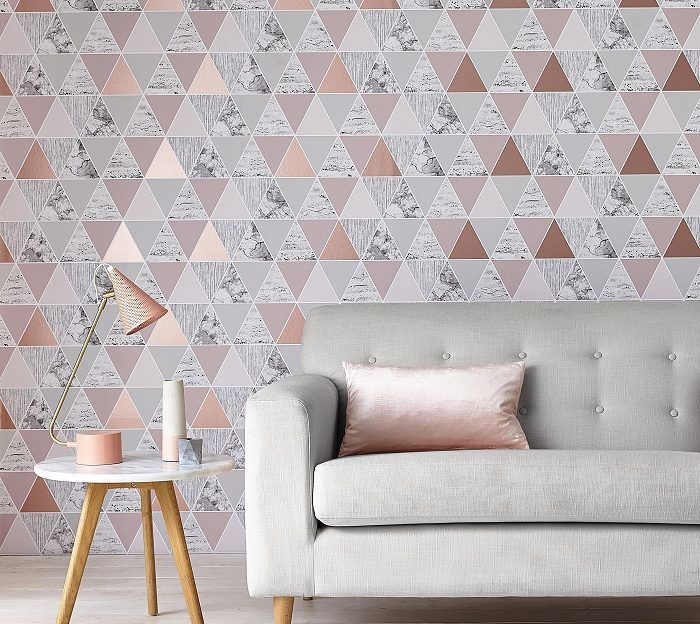 Graham and Brown Geometric rose gold wallpaper