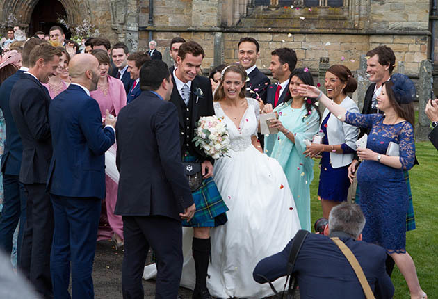 10/04/15 Sunday Post Dunblane Mr and Mrs Murray During the Wedding of Kim Sears and Andy Murray at Dunblane Cathedral