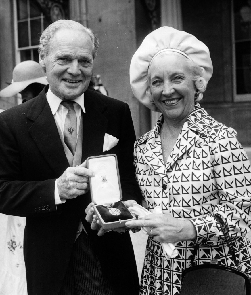 Douglas with second wife Joan after being knighted in 1976
