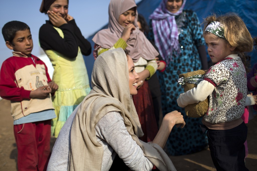 UNHCR Special Envoy Angelina Jolie meets with young Syrian refugees (Photo by Andrew McConnell / UNHCR via Getty Images)