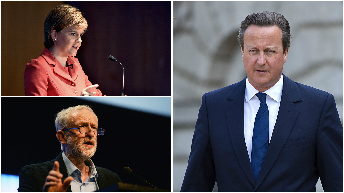 Party leaders Sturgeon, Corbyn and Cameron (Getty Images)