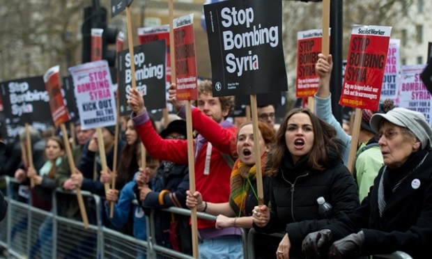 The Stop The War demonstration staged outside BBC Broadcasting House in London (Getty Images)