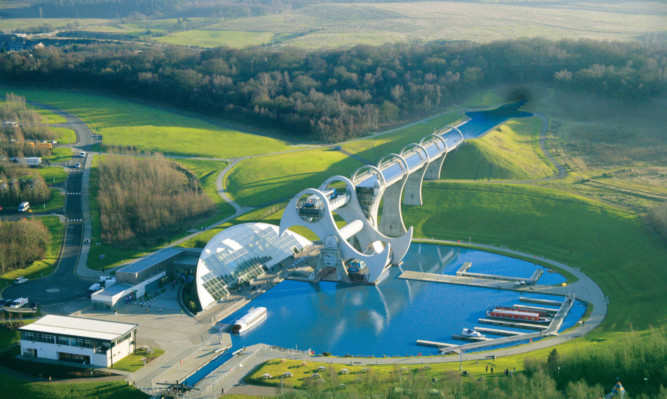 Aerial view of the Falkirk Wheel