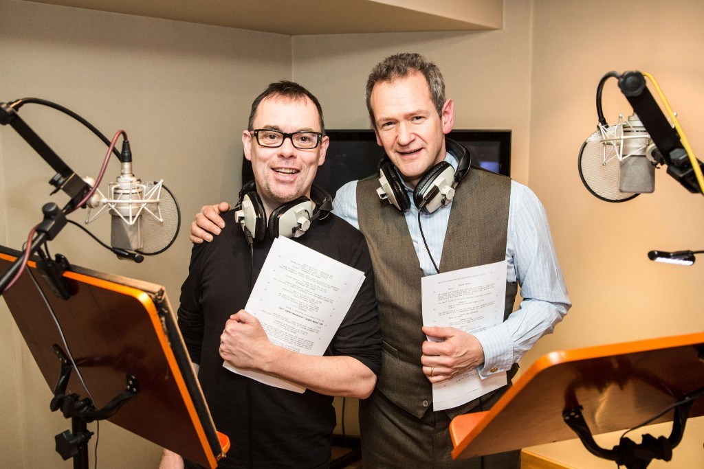 Kevin Eldon and Alexander record voice parts for Danger Mouse (PA Photo/BBC/Boulder Animation/Colin Hutton)