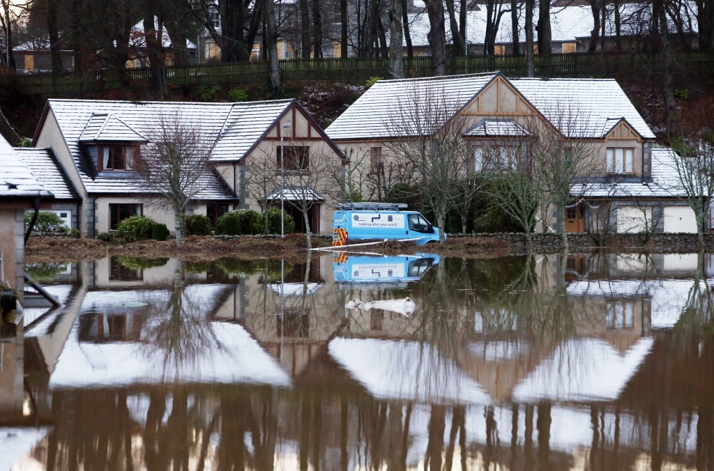 Flooded houses at Port Elphinstone, near Aberdeen (Danny Lawson/PA Wire)
