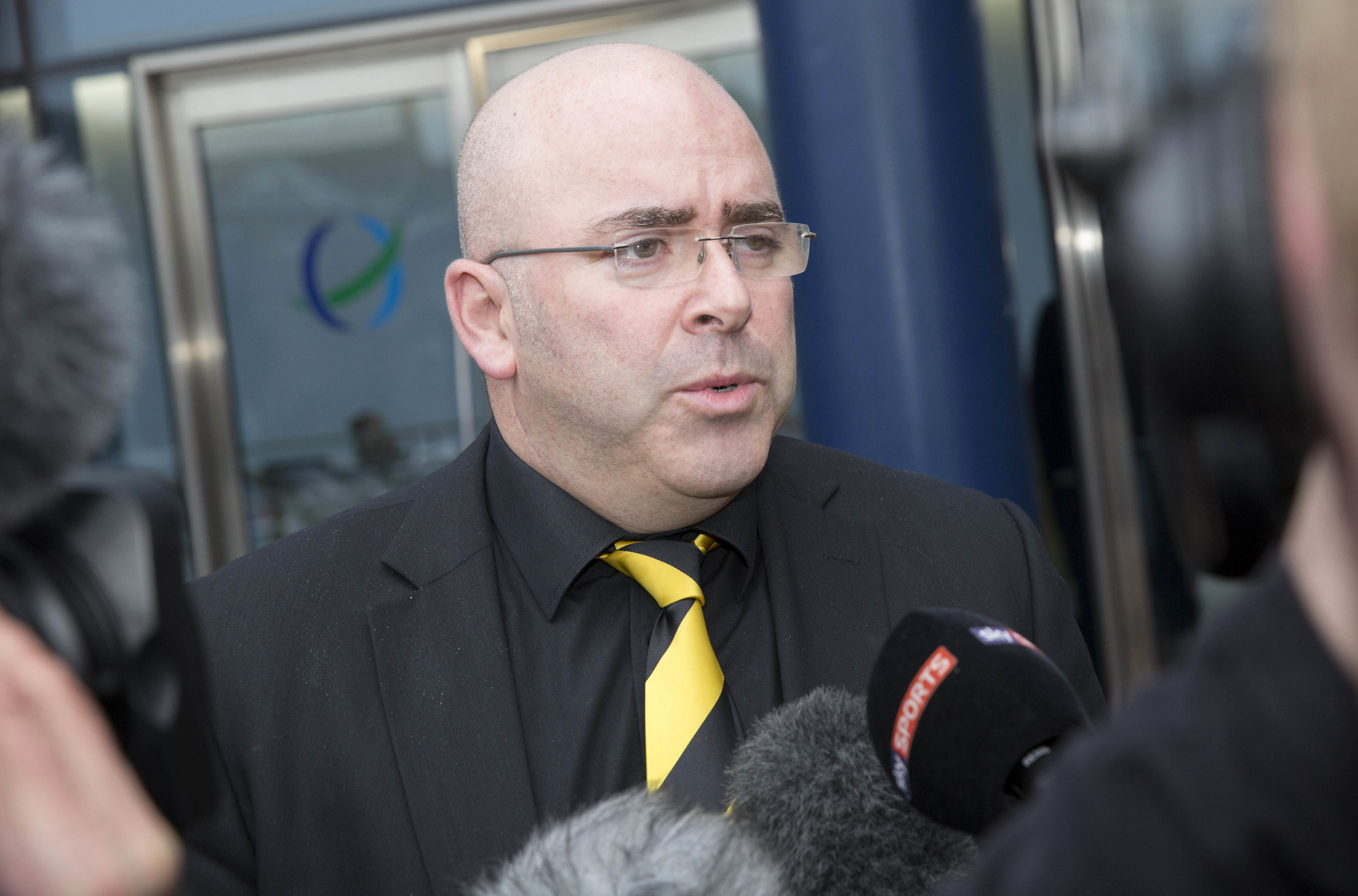 Alloa Chairman Mike Mulraney after the SPFL meeting (Ross Brownlee / SNS Group)