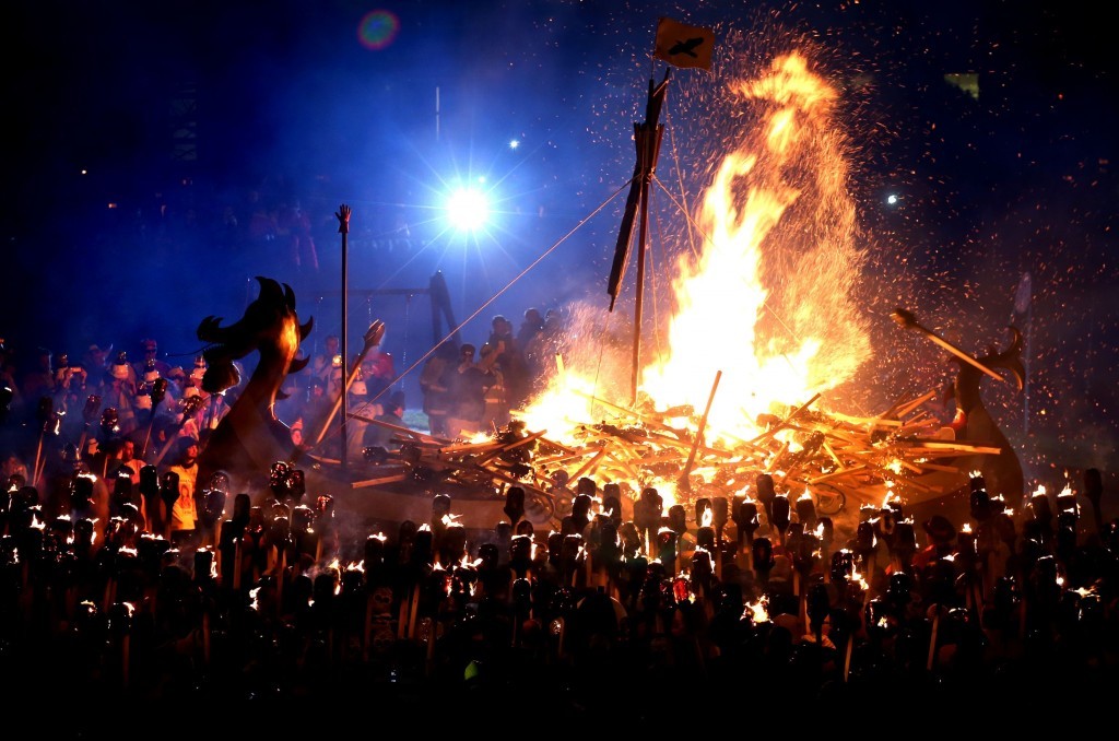 Torches are thrown at the galley  (Andrew Milligan/PA Wire)