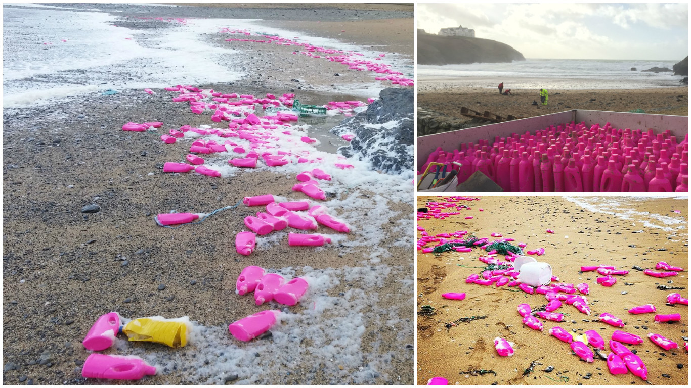 The bottles washed up on the shoreline (Poldhu/PA Wire)