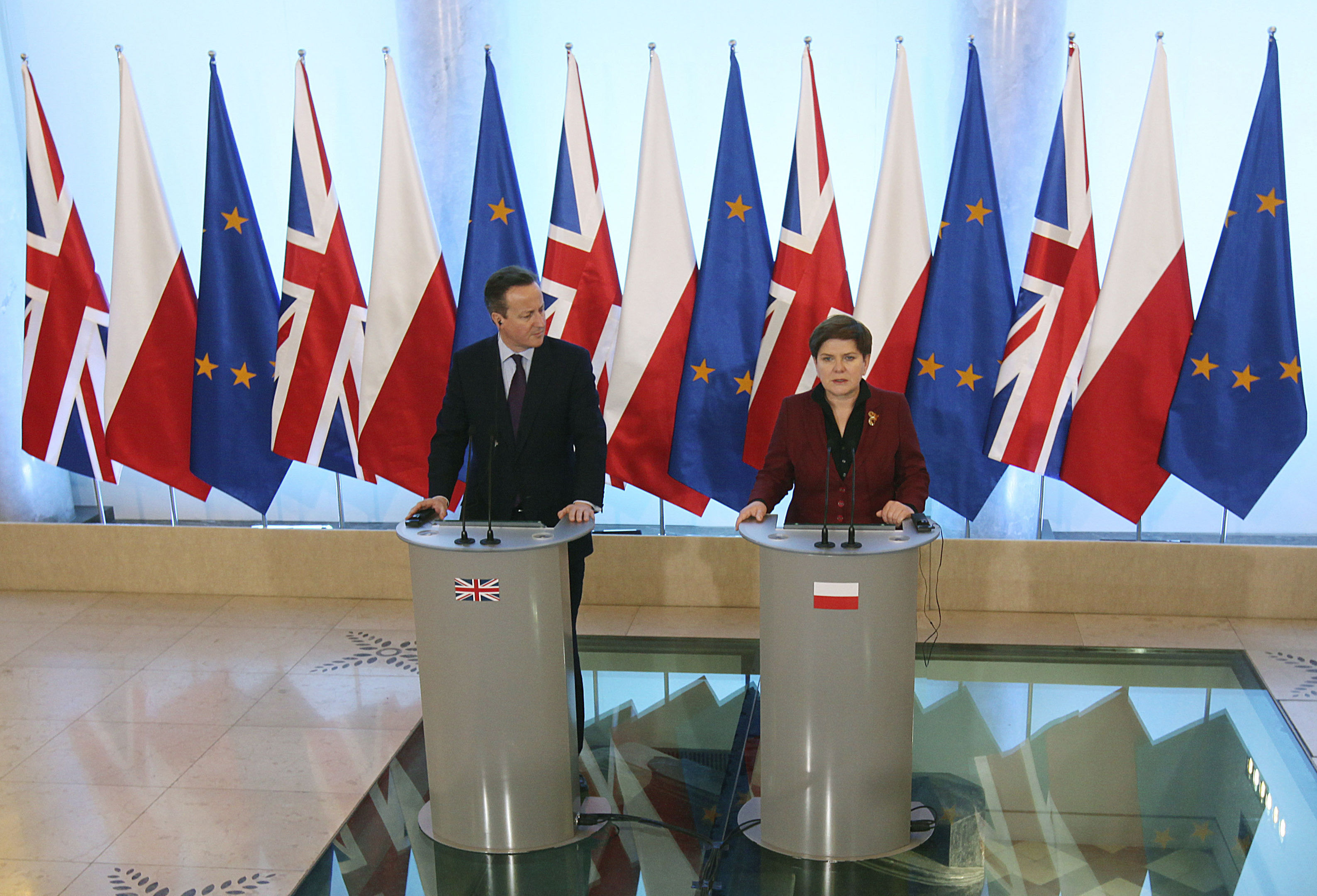 Polish Prime Minister Beata Szydlo, right, and David Cameron (AP Photo/Czarek Sokolowski)