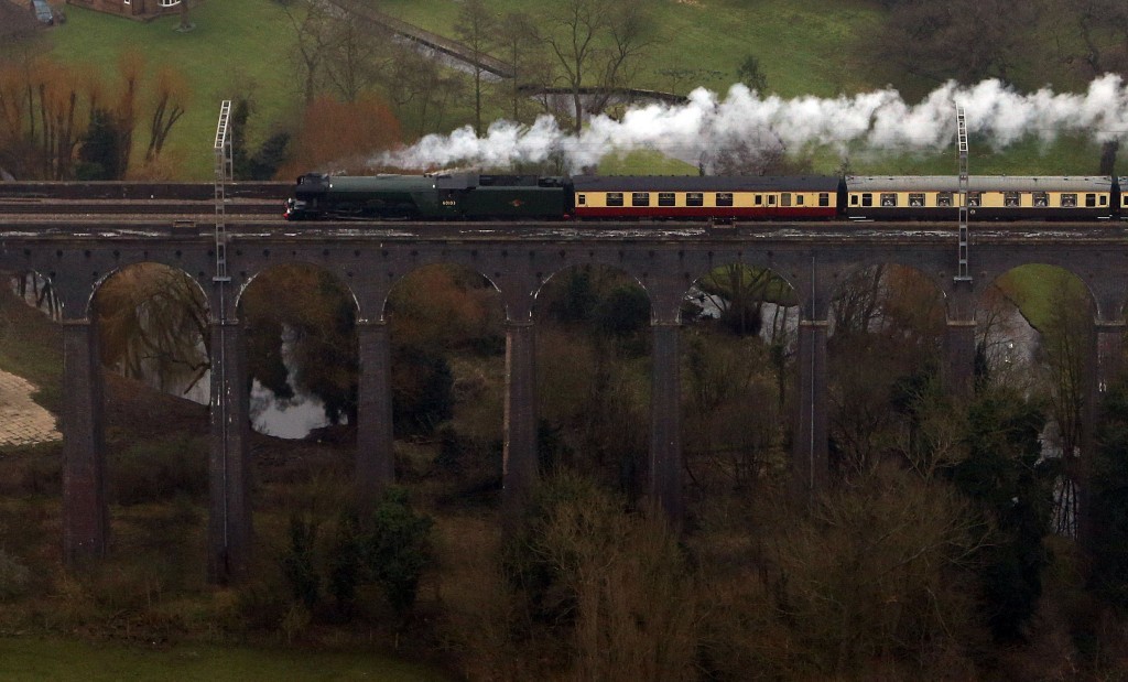 The Flying Scotsman going over the Digswell Viaduct (Steve Parsons/PA Wire)