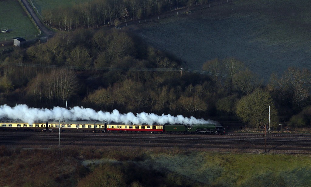 An aerial view of the Flying Scotsman near Hatfield (Steve Parsons/PA Wire)