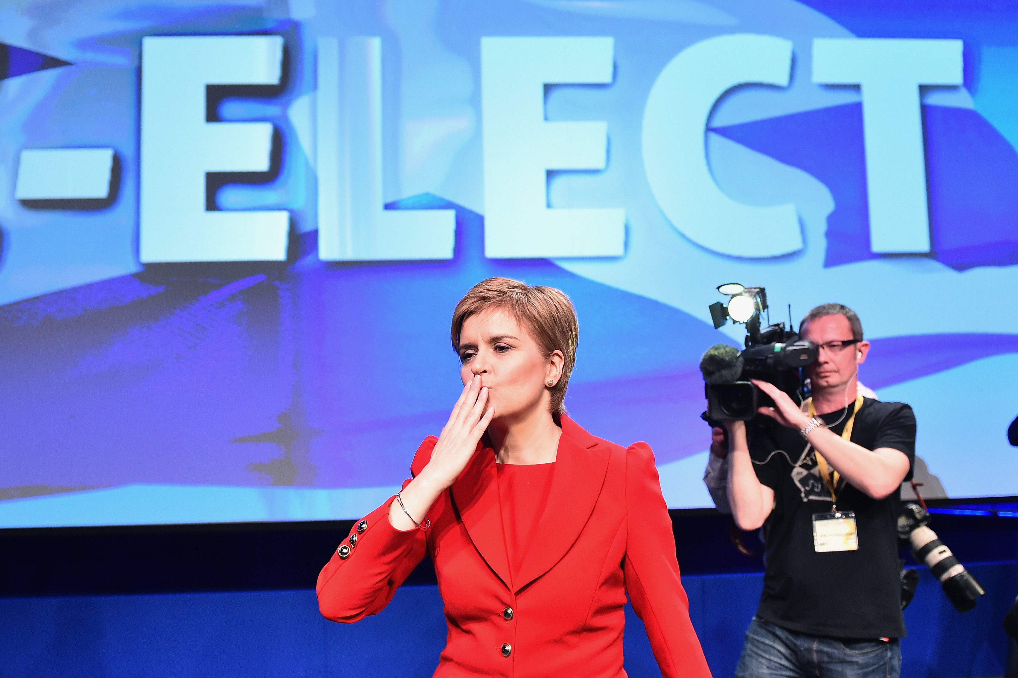 SNP leader Nicola Sturgeon takes applause following delivering her keynote speech to the Scottish National Party Spring conference on March 12, 2016 in Glasgow, Scotland (Jeff J Mitchell)