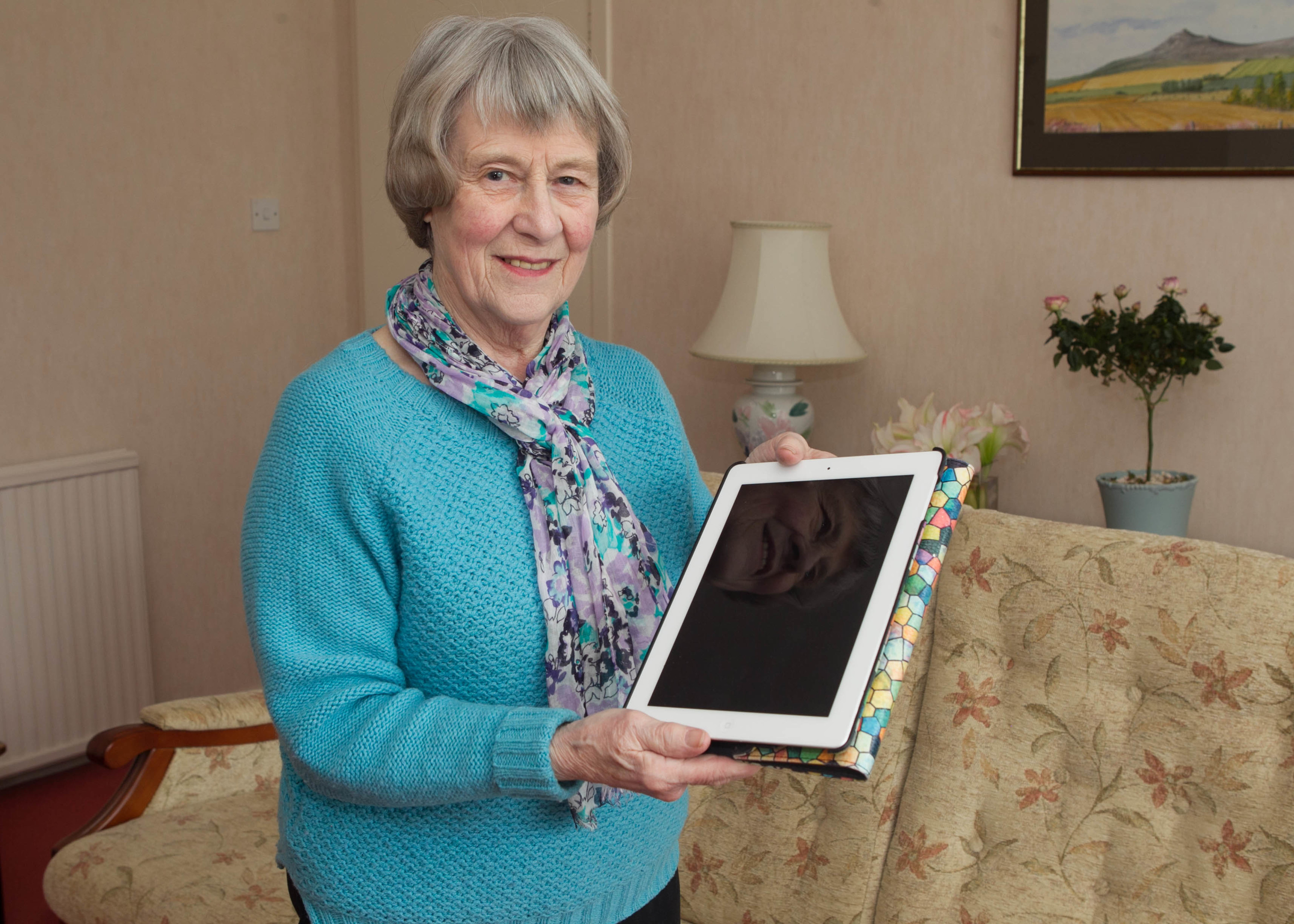 Pam Lawrence has learned how to use an iPad to help her communicate with family in America (Chris Austin / DC Thomson)