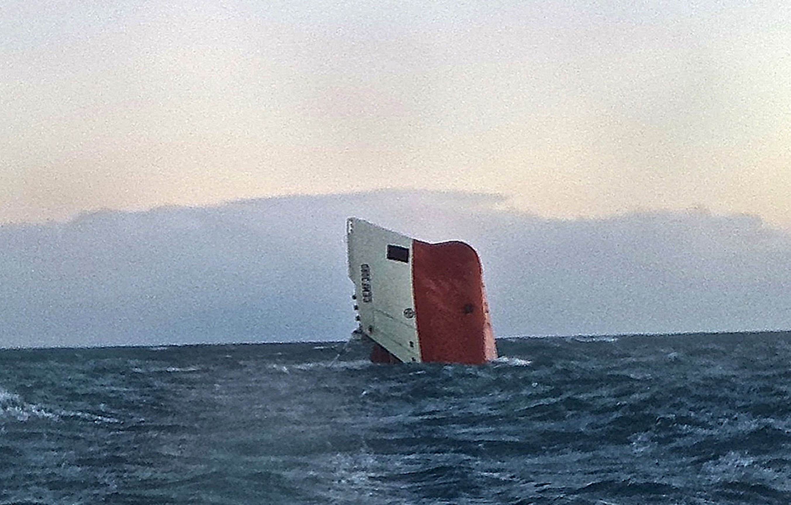 Cemfjord after it overturned off the north coast of Scotland (RNLI Wick/PA Wire)