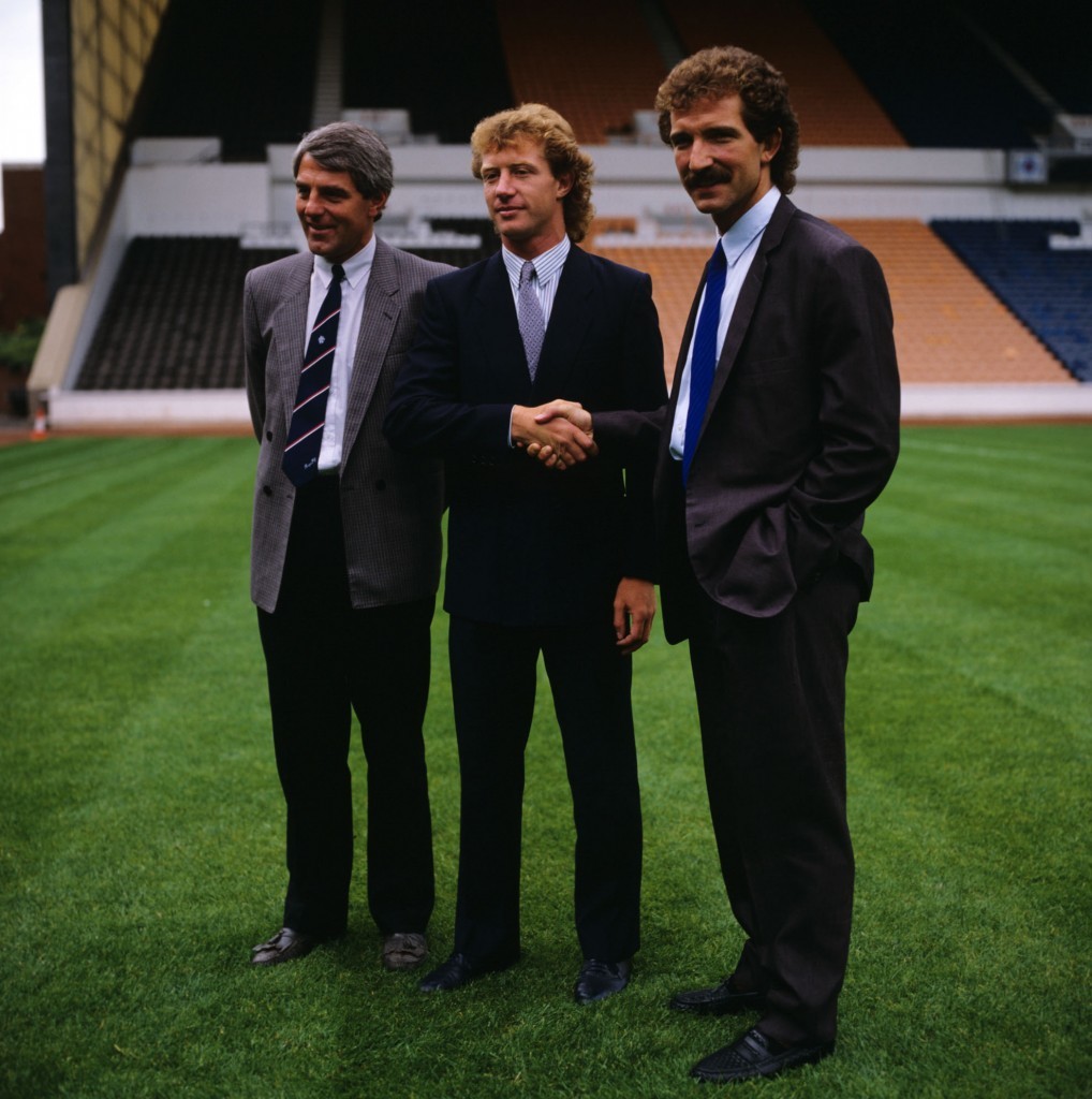 Souness (right) and assistant Walter Smith unveil Jimmy Nicholl to the media as the Northern Irishman returns to Ibrox for a second spell with the club.  (SNS Group)