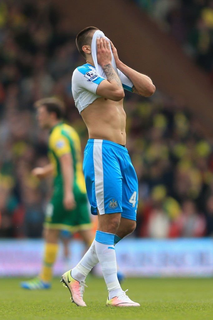 Aleksandar Mitrovic shows his despair after losing vital clash with Norwich (Stephen Pond/Getty Images)