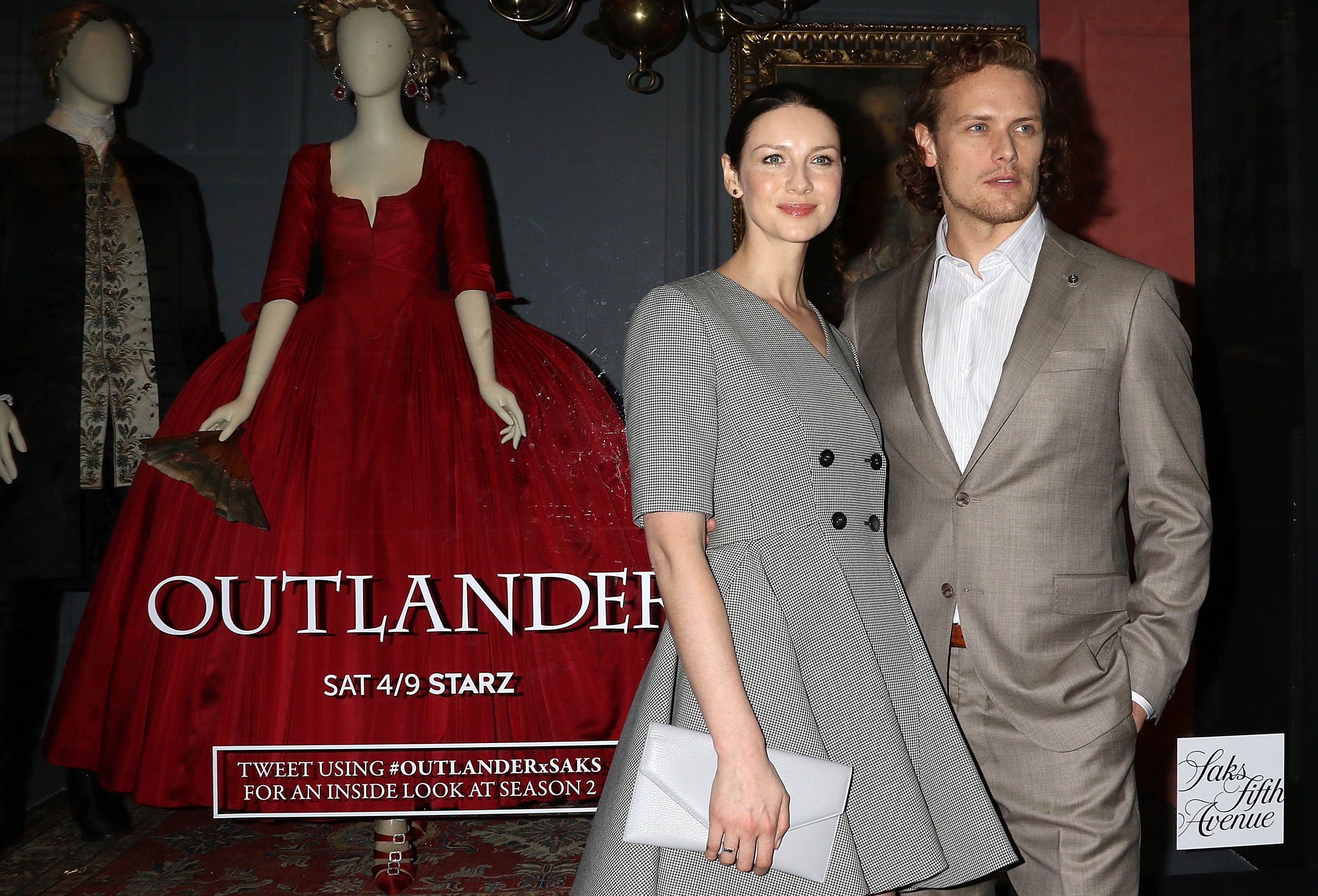 Caitriona Balfe and Sam Heughan promote the new series of Outlander in New York (Laura Cavanaugh/Getty Images)