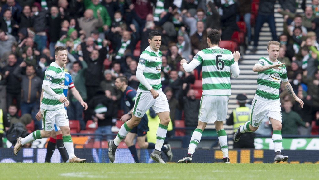 Celtic's Tom Rogic (second from left) celebrates his goal (SNS Group / Craig Williamson)