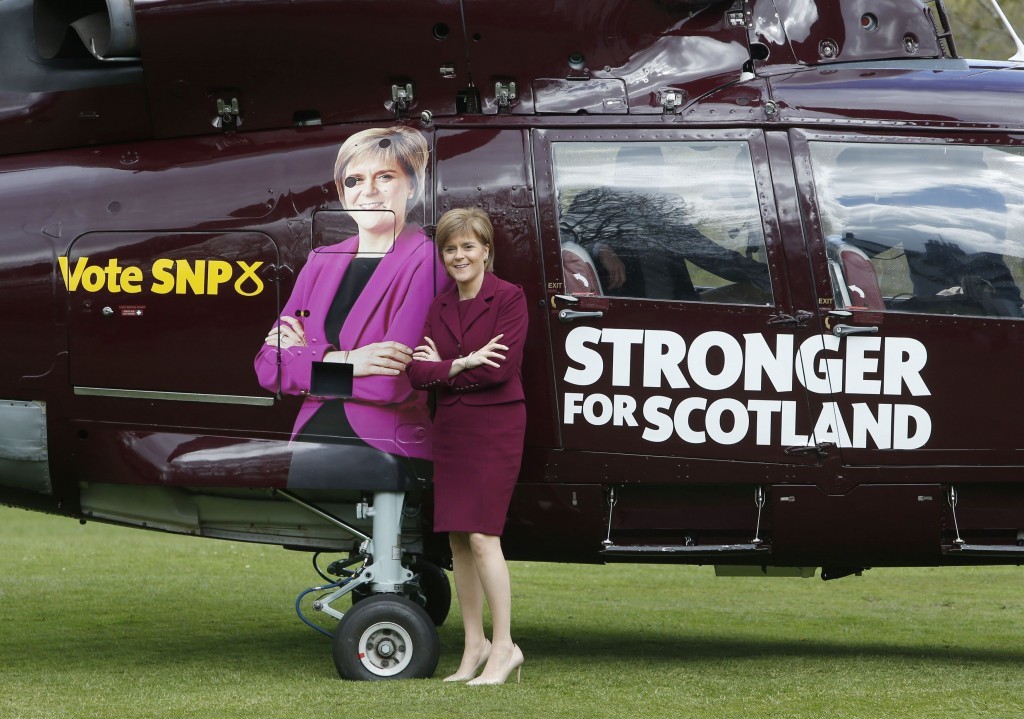 Sturgeon and the helicopter (Danny Lawson / PA)