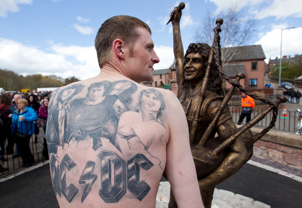 Superfan Crae Smith, 36, from Alford with his AC DC tattoo (Andrew Cawley / DC Thomson)