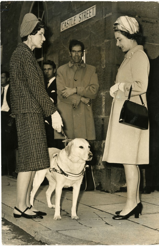 Miss May Stewart (and her dog) meets the Queen during a visit to Dundee, 1969 (DC Thomson)