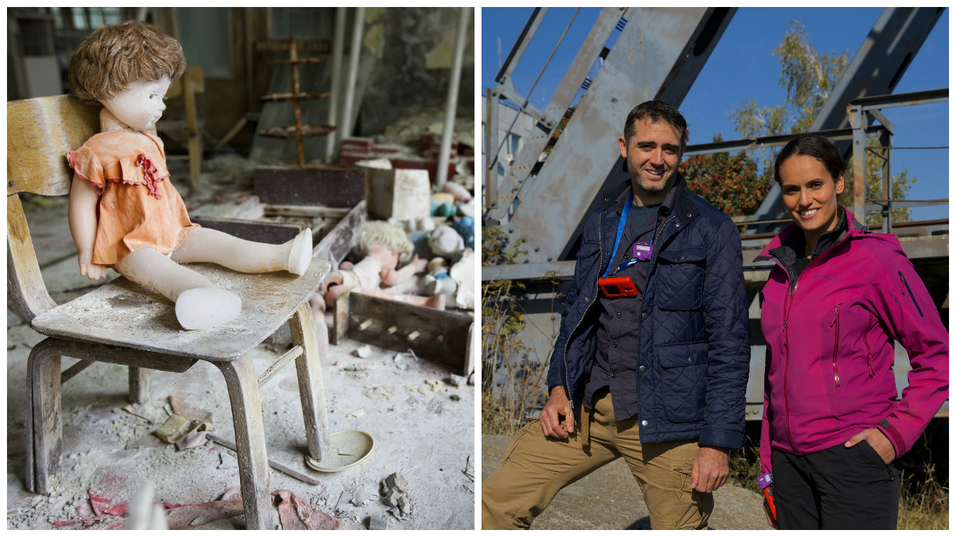 Rob Nelson and Mary Ann Ochota at Chernobyl (Tamara Stubbs/Wild Countryside)