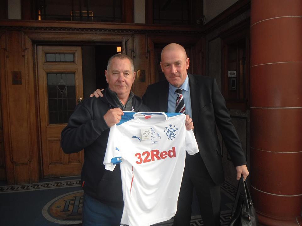John with Rangers boss Mark Warburton