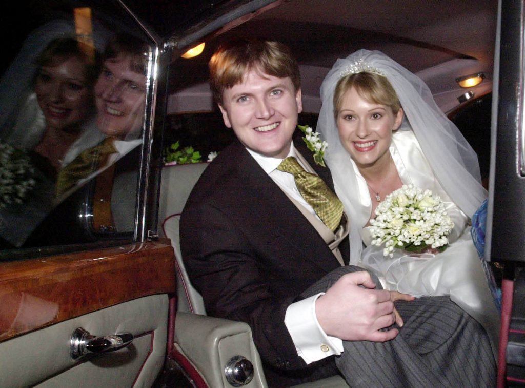 Aled Jones with bride Claire Fossett (PA Archive)