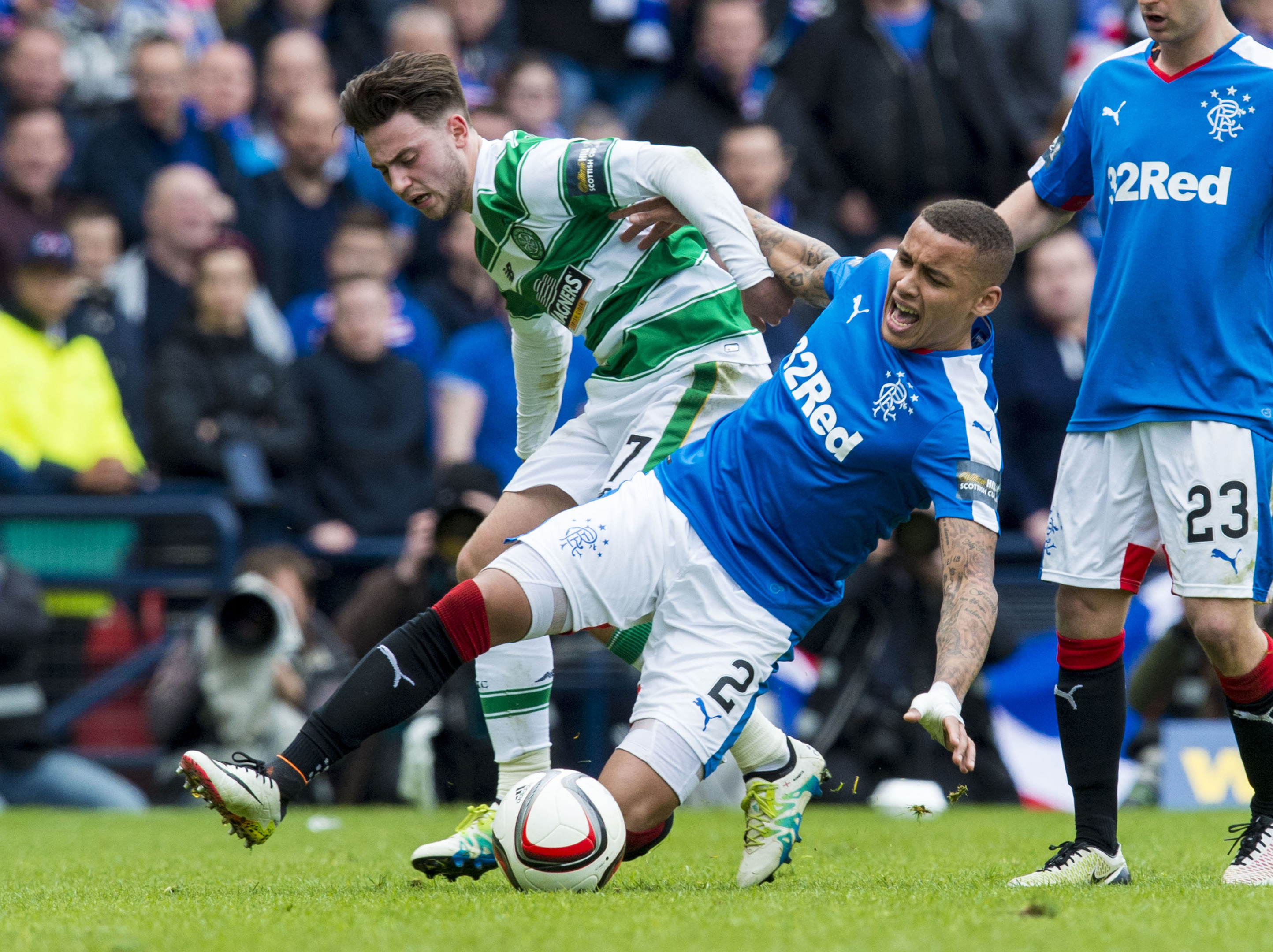 James Tavernier in action for Rangers with Patrick Roberts of Celtic (SNS Group)