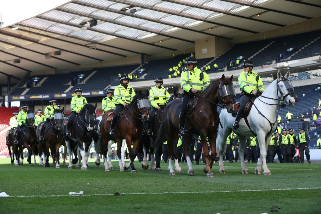 Mounted police at Hampden (Ian MacNicol/Getty)