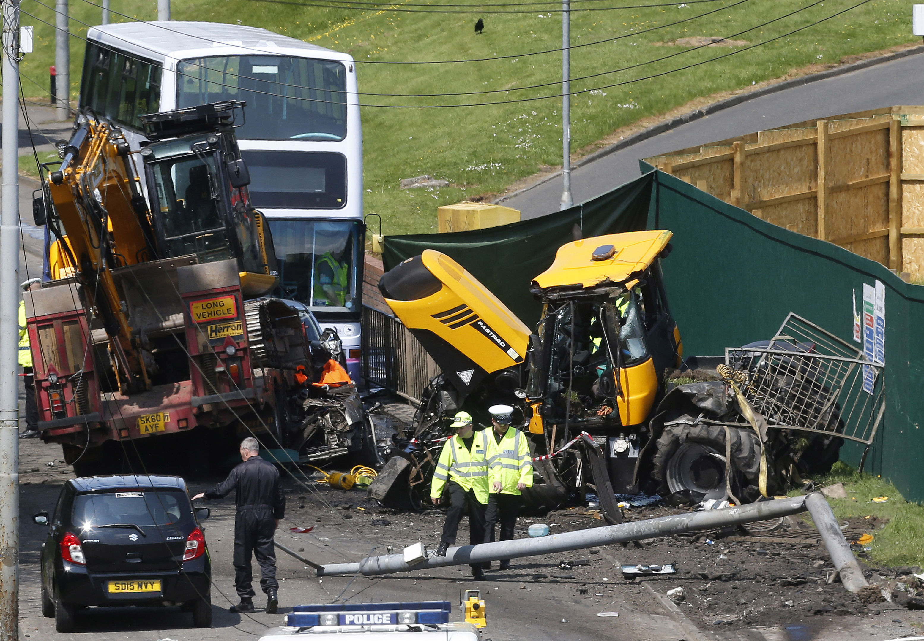 Police at the scene of an accident on Fernhill Road, Glasgow (Danny Lawson/PA Wire)