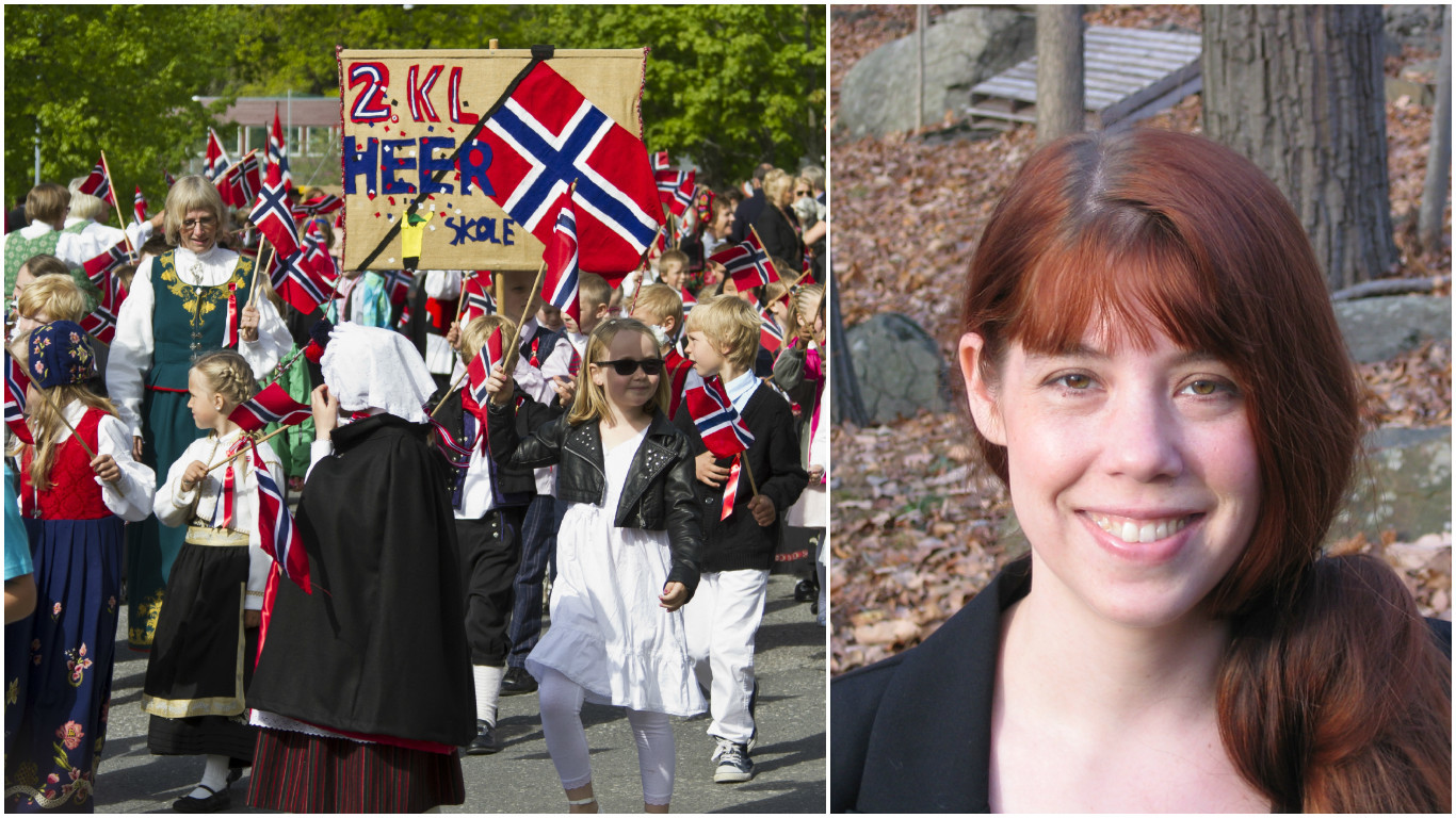 Lauren loved seeing Norwegians dressed in colourful bunader for the annual 17th of May celebration