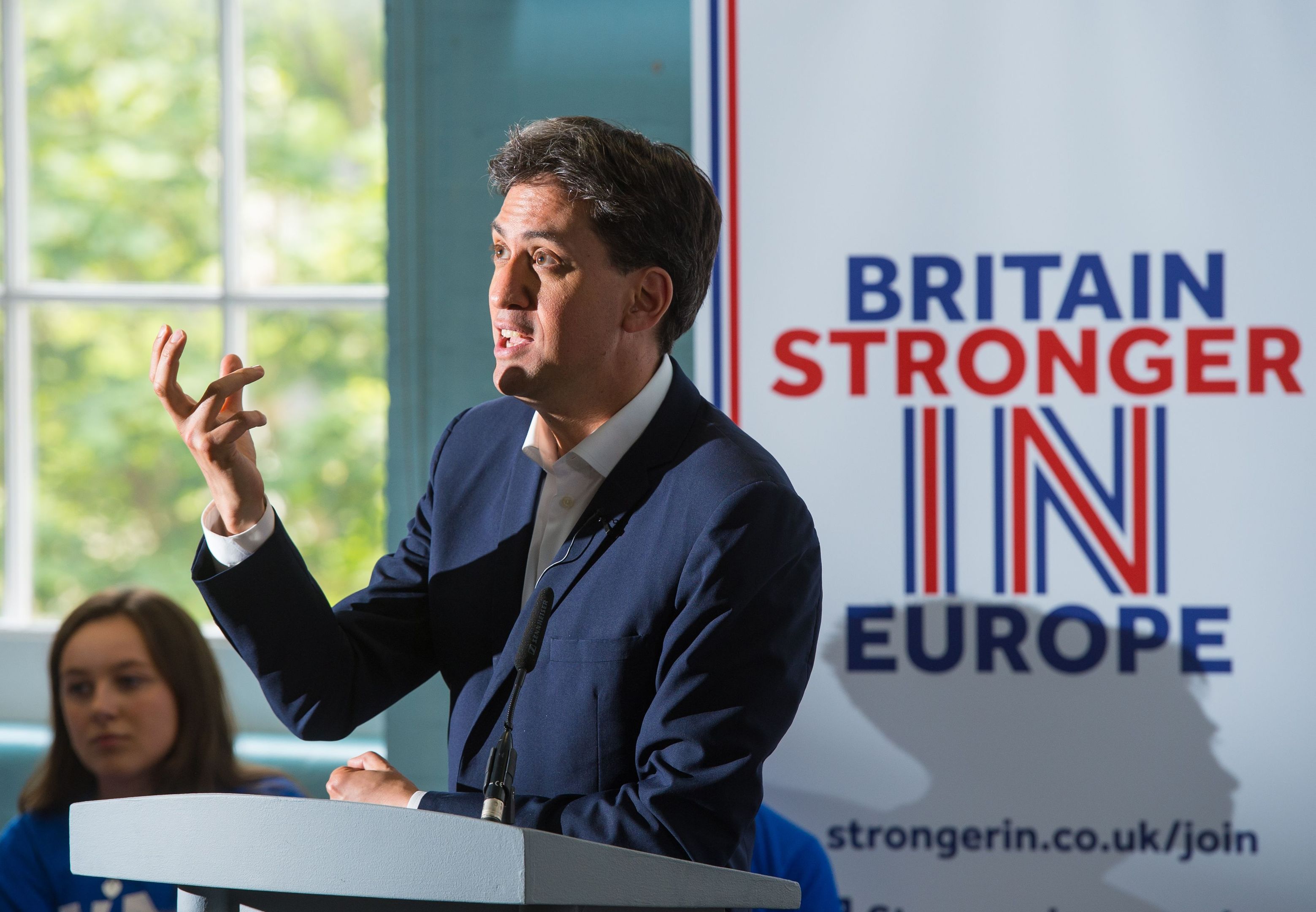 Former Labour Leader Ed Miliband hosts a question and answer session with young people to discuss the European Union referendum (Dominic Lipinski/ PA)