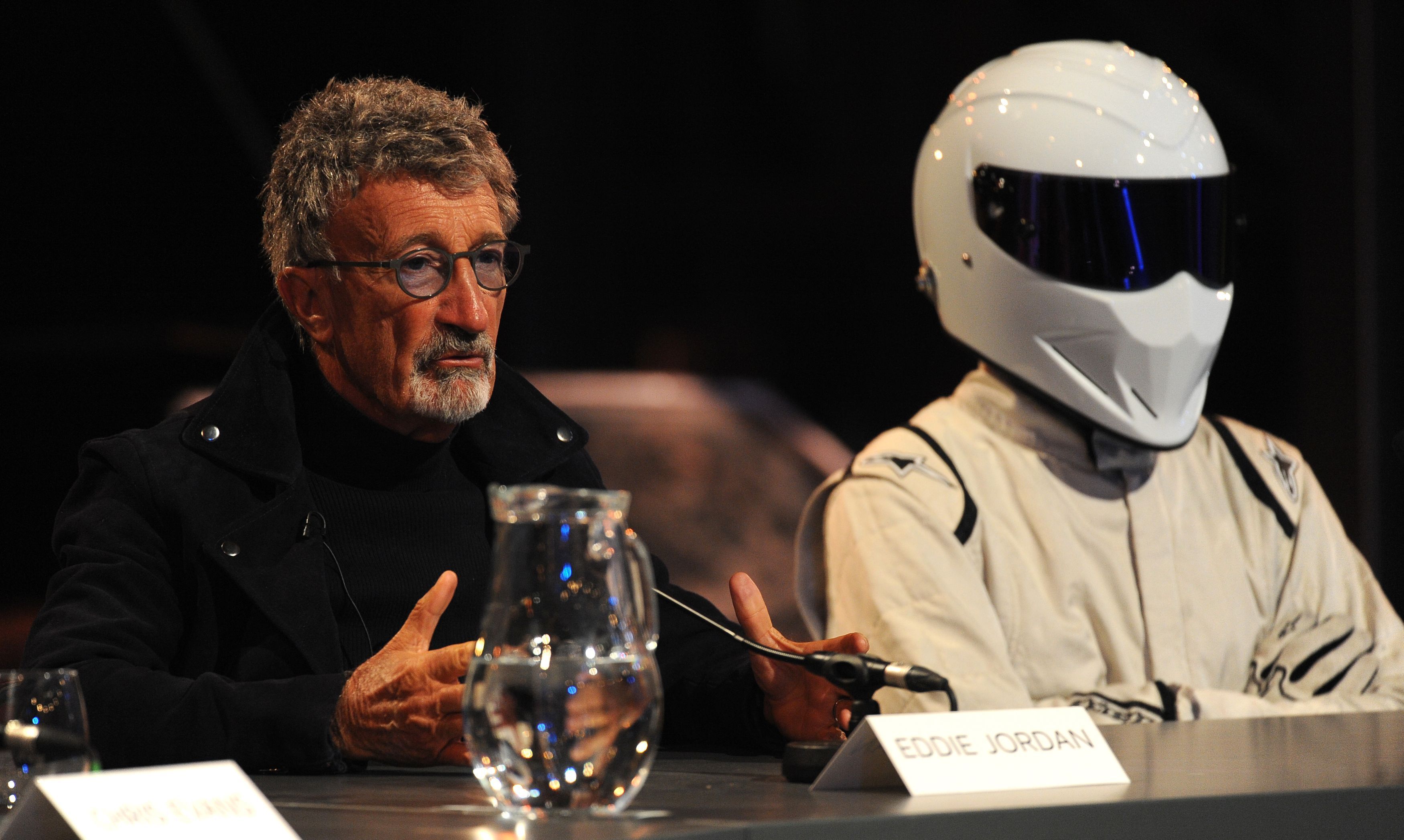 Top Gear presenters Eddie Jordan (left) and The Stig at a press conference (Andrew Matthews/PA)