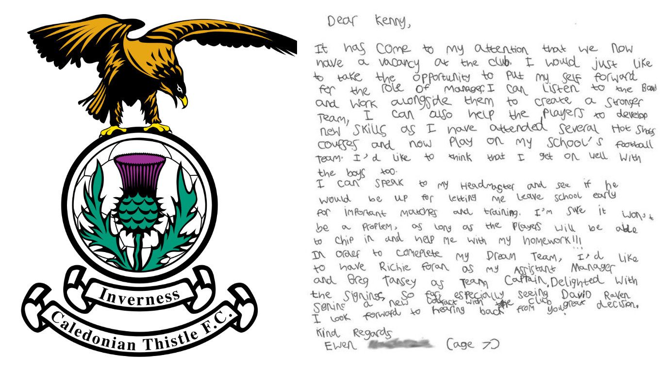 Ewen's letter (Inverness Caledonian Thistle FC / Twitter)