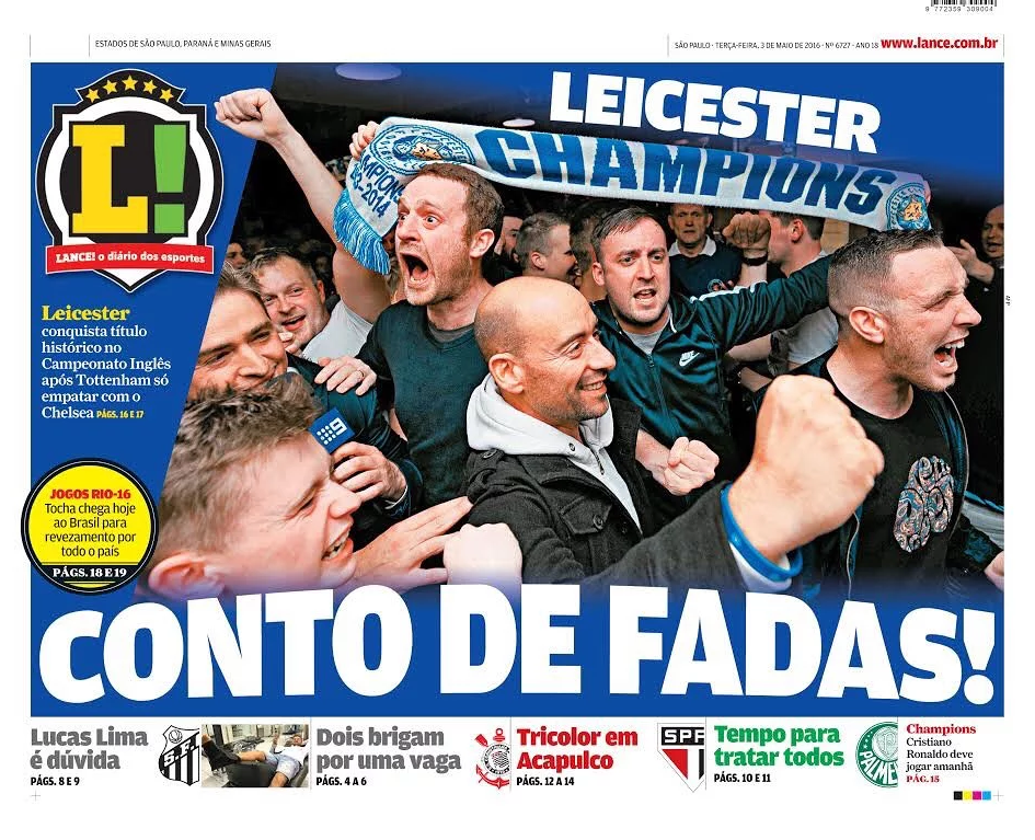 Massimiliano Vitelli, who co-wrote our interview with Ranieri, has become a giant Leicester City fan and made the frontpage of a Brazilian newspaper today