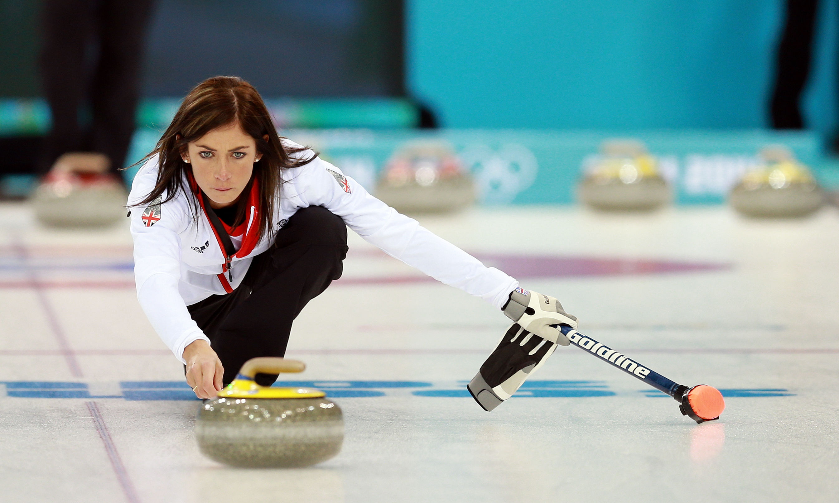Great Britain's Eve Muirhead practices in the Ice Cube Curling Centre during the 2014 Sochi Olympic Games in Sochi, Russia (PA)