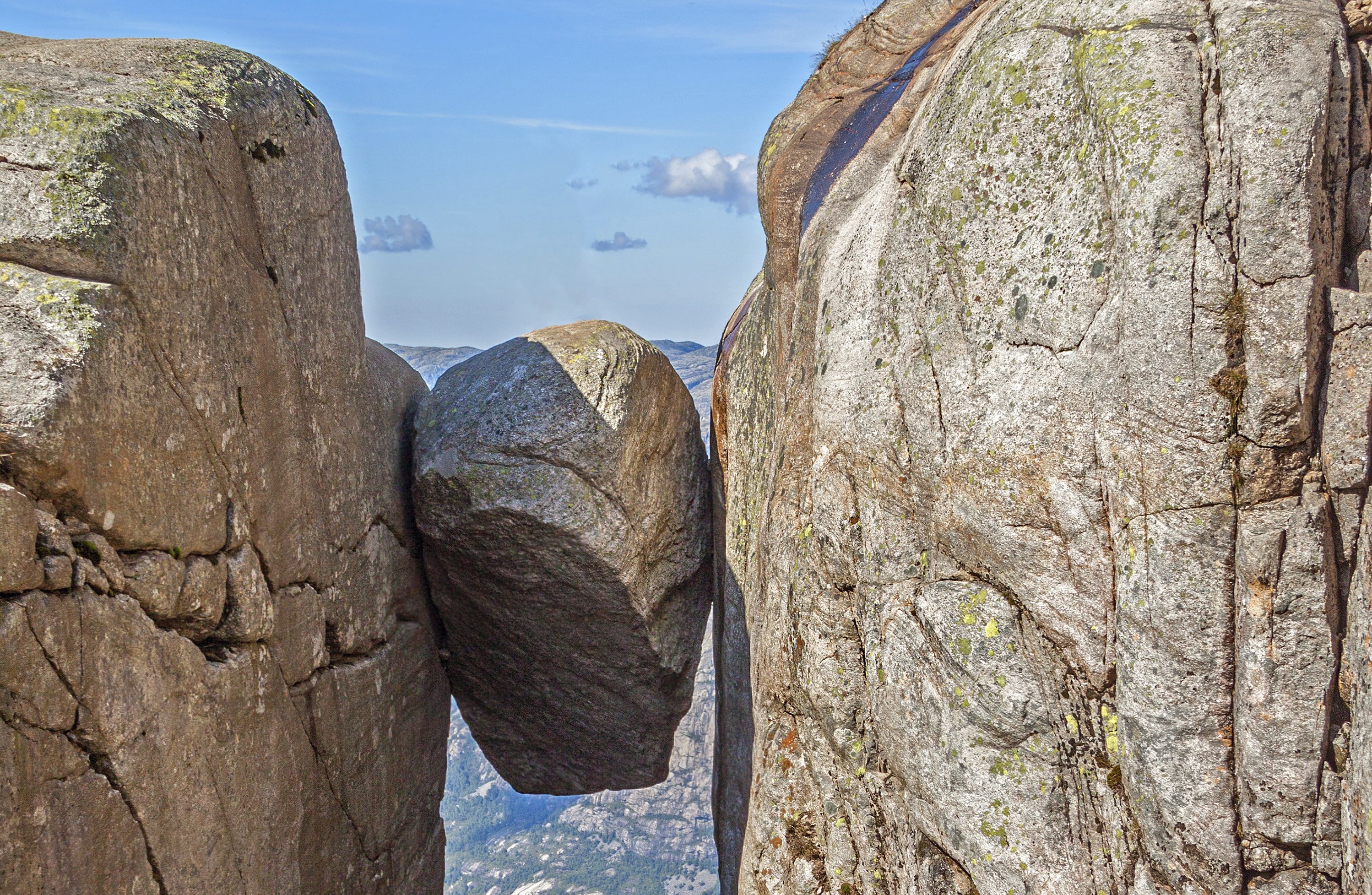 Hanging Stone Kjeragbolten in Rogaland, Norway.