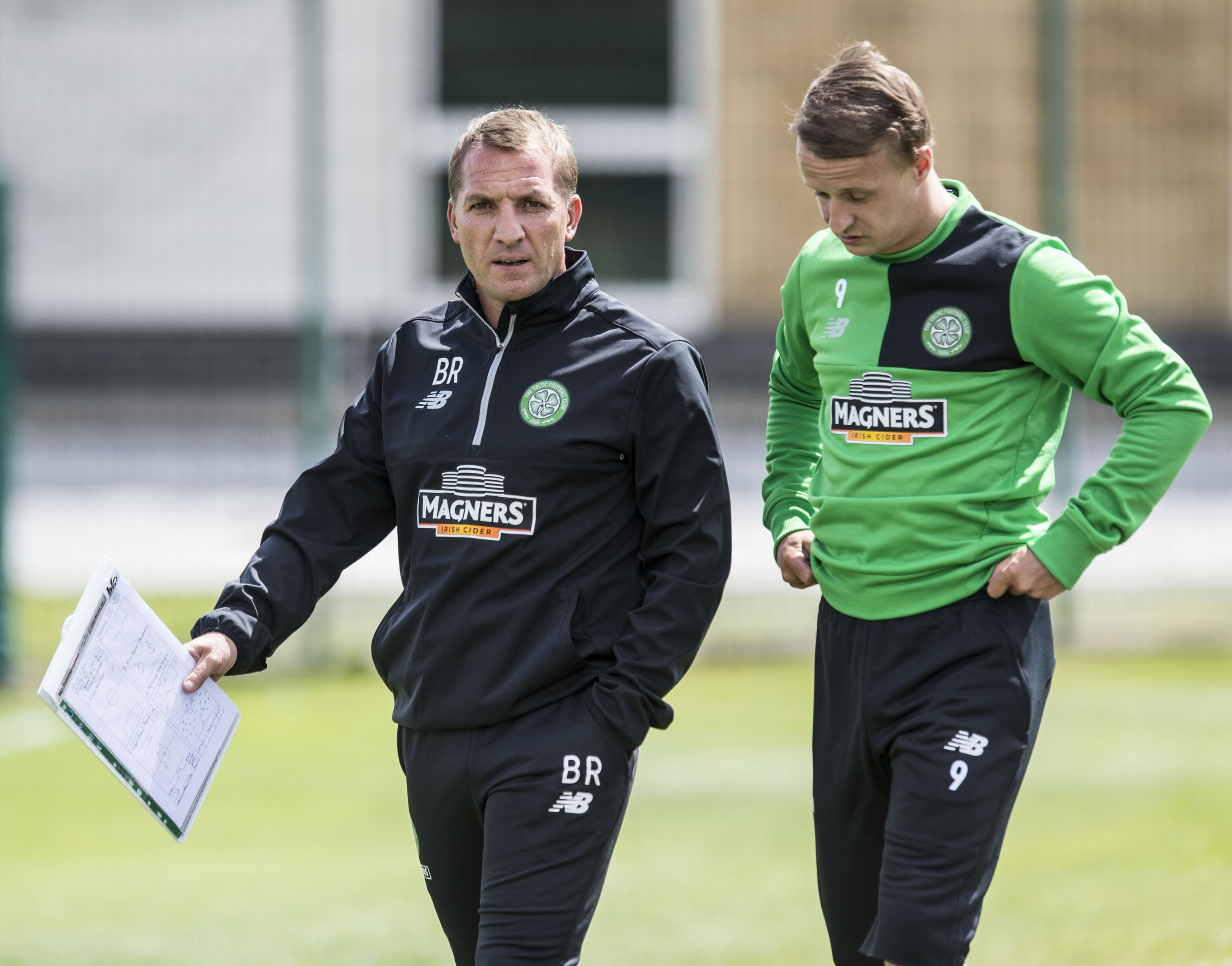 Celtic manager Brendan Rodgers (left) with Leigh Griffiths (SNS Group / Craig Williamson)