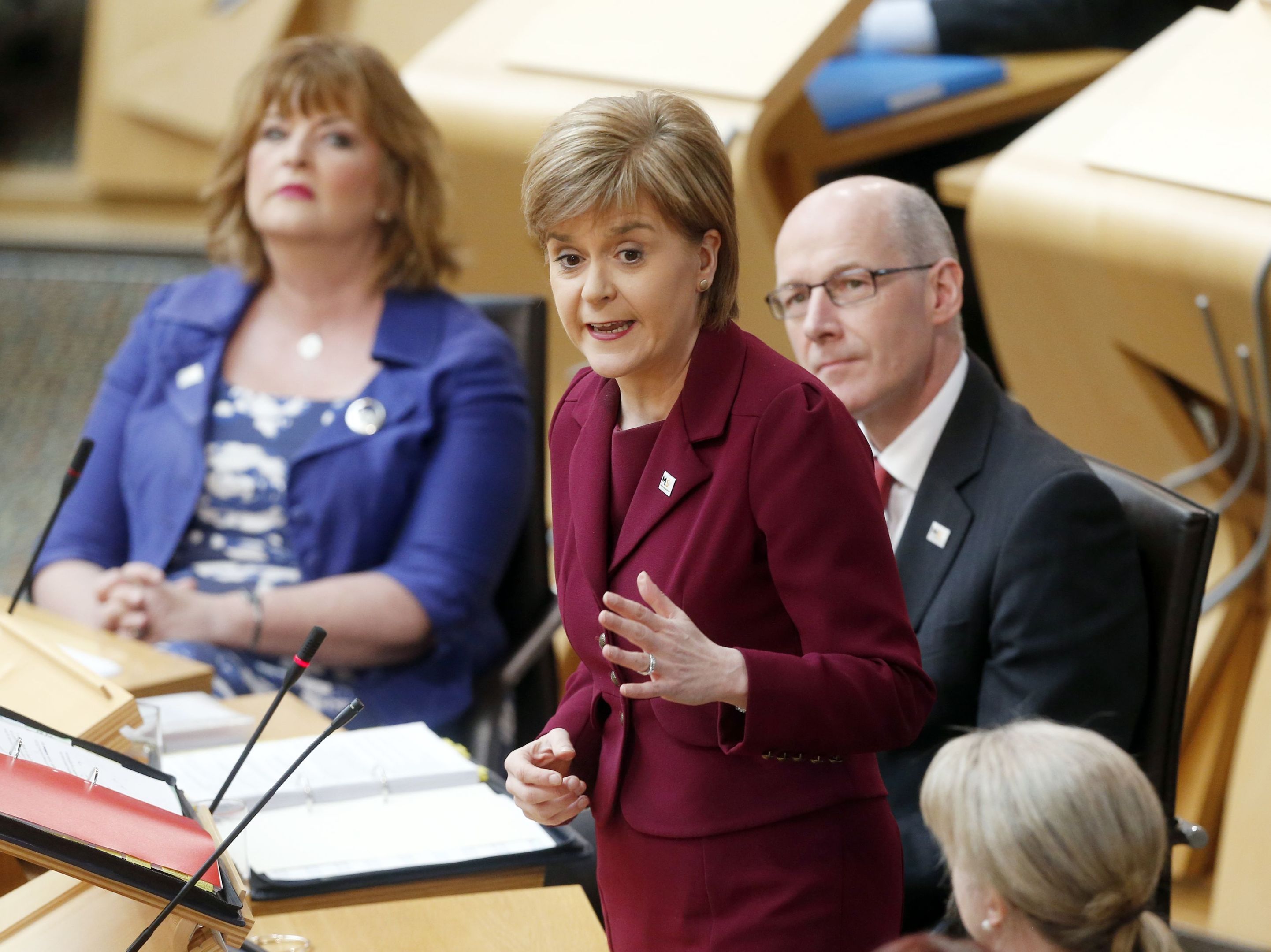 First Minister Nicola Sturgeon during First Minister's Questions at the Scottish Parliament in Edinburgh (Danny Lawson/PA)