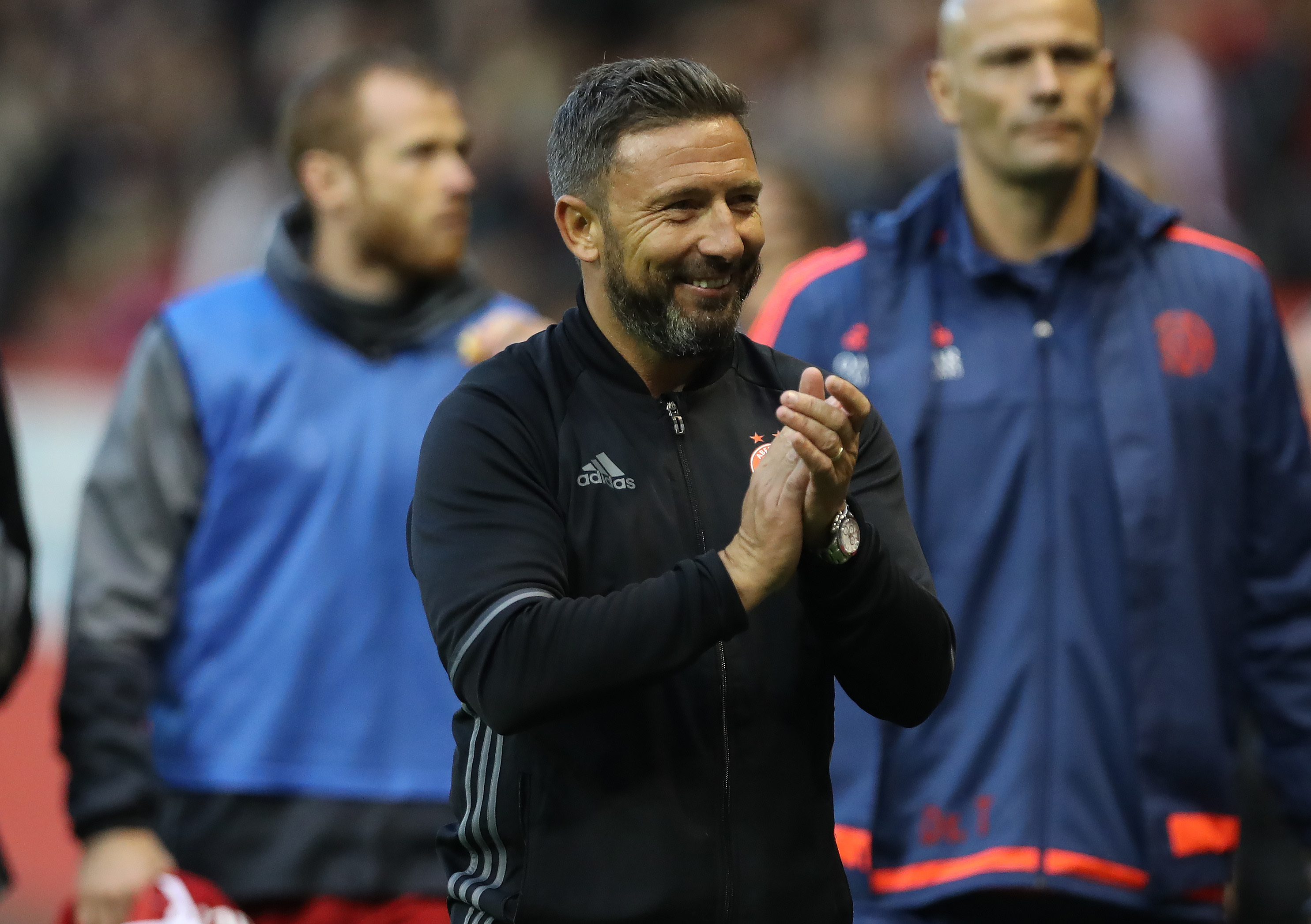 Aberdeen manager Derek McInnes celebrates at full time (Ian MacNicol/Getty Images)
