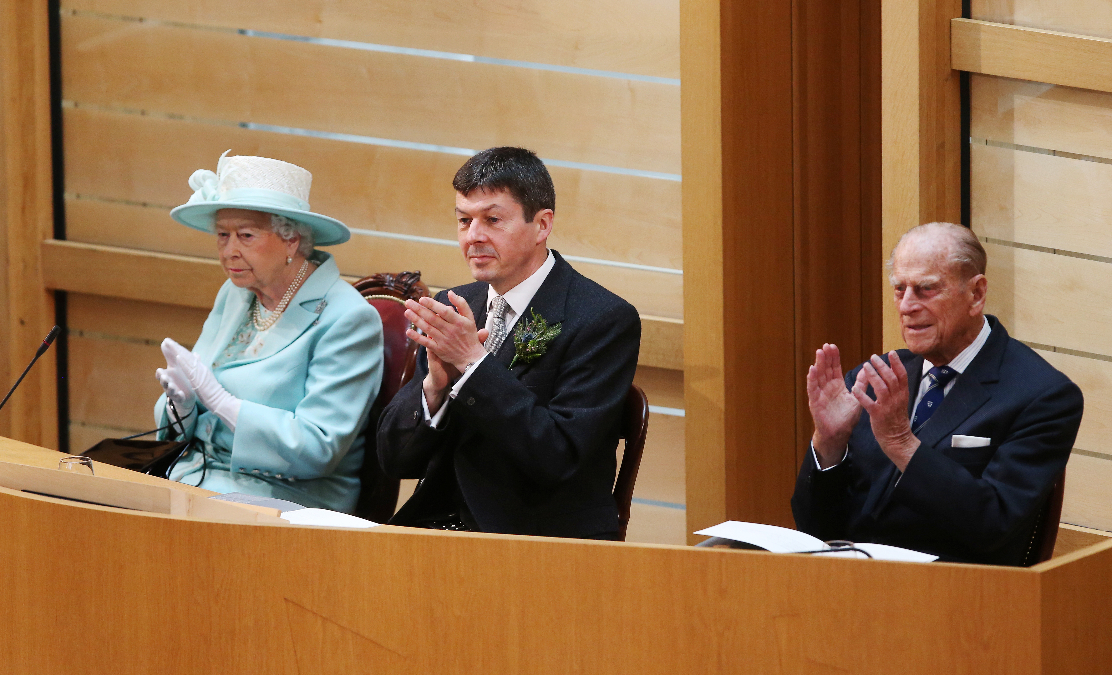 Queen Elizabeth II, Ken Macintosh, Presiding Officer of the Scottish Parliament and Prince Philip (Andrew Milligan/WPA Pool/Getty Images)