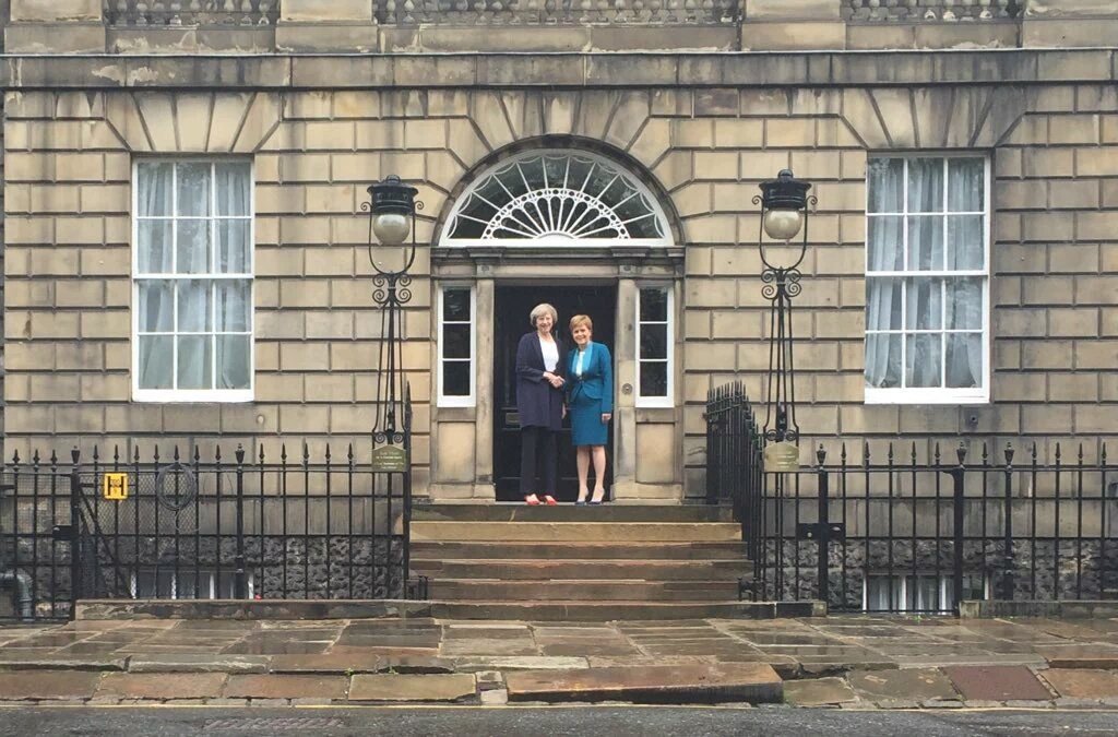 Theresa May meets Nicola Sturgeon at Bute House